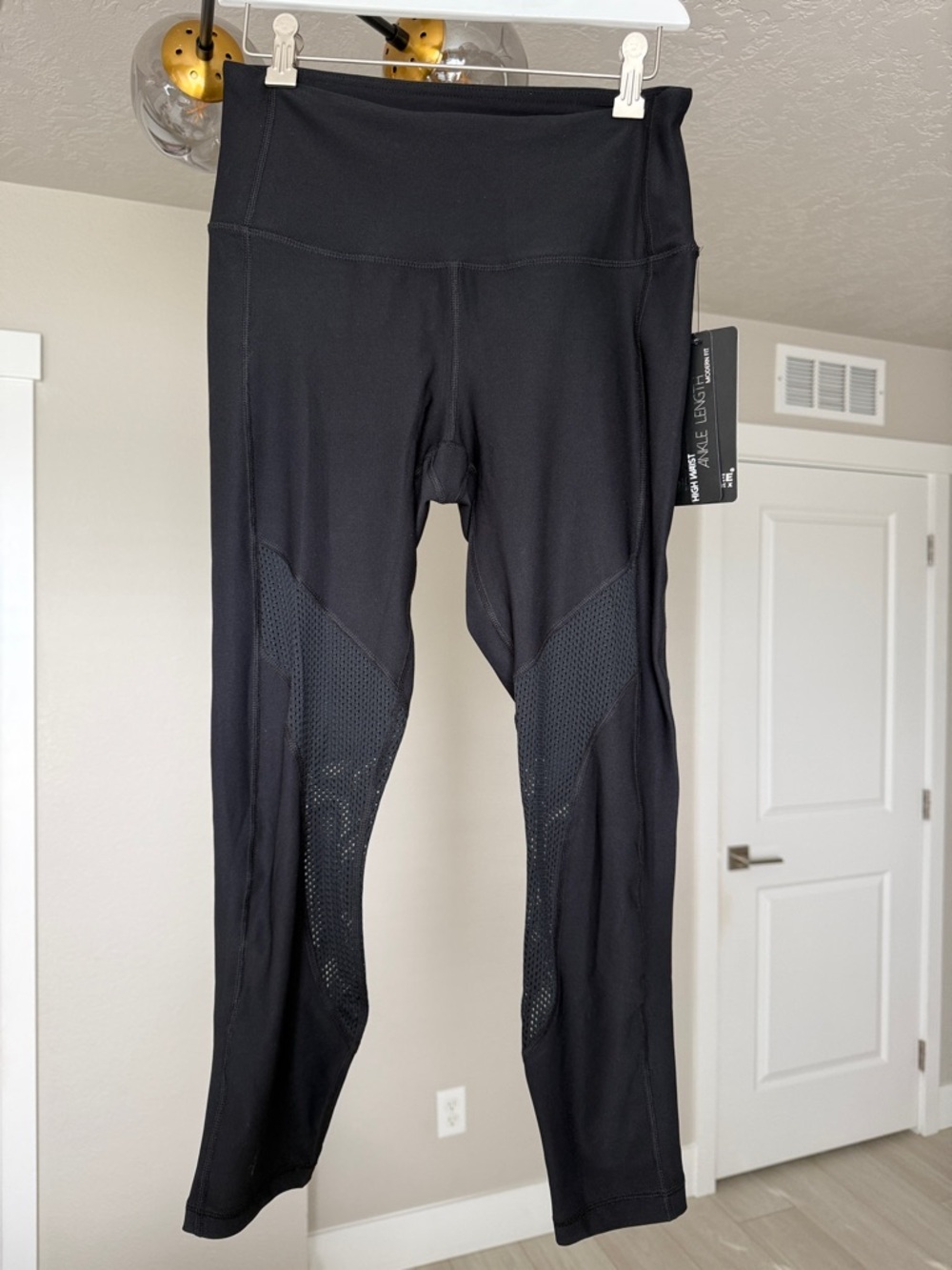 90 Degree By Reflex Black Mesh Panel High-Waist Leggings